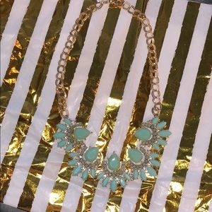 Gold/turquoise statement necklace never worn
